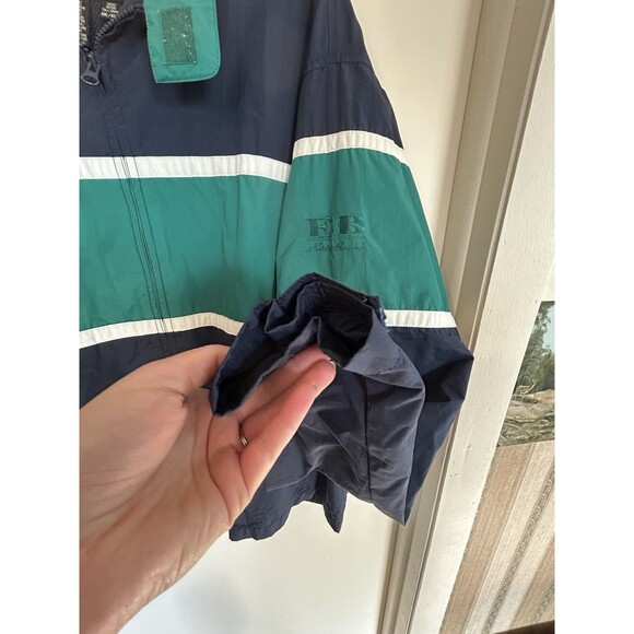 Vintage Eddie Baur Outdoor Outfitters blue stripe Jacket mens XXL windbreaker - Picture 3 of 12